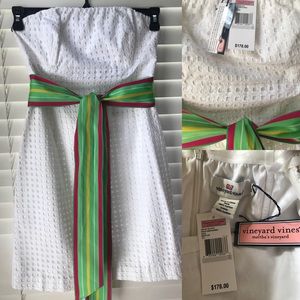 Vineyard Vines White eyelet strapless dress